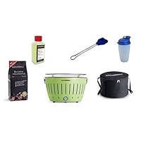  Lotusgrill Lotusgrill grün Edelstahl Stahl Kunststoff klein Camping Balkon Picknick ✔ rund ✔ tragbar rauchfrei ✔ Grillen mit Holzkohle ✔ für den Tisch 