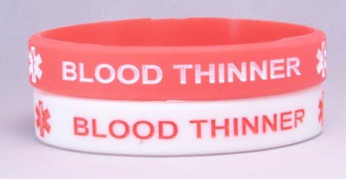 Blood Thinner 2 Pack Medical Alert Red and White Silicone Bracelets