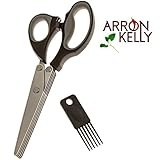 Arron Kelly Culinary Herb Scissors & Cleaning Comb – 2 Piece Kitchen & Gift Set - Black, Grey & Stainless Steel Chopping Shears