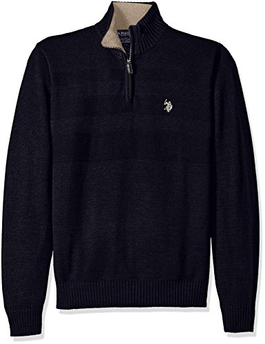 UPC 796129223009, U.S. Polo Assn. Men&#39;s Textured Chest 1/4 Zip Sweater, Navy, Medium