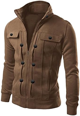 Rsuma Essential Solid Moto Jacket for Man, Coffee XL