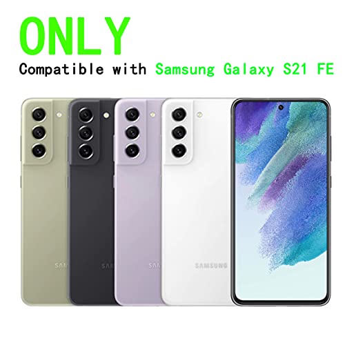 Galaxy S21 FE Case, HAMGEEN for Samsung S21 FE Phone Case Credit Card Holder Wallet Slot Camera Cover Kickstand Ring Stand Shockproof Dual Layer Heavy Duty Protective Cases for Samsung S21 FE Black