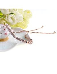 Ashmita - Pulsera de cadena ajustable para mujer, circonita cúbica, oro rosa, regalo de joyería de lujo brillante