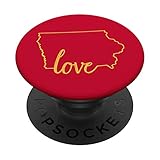 Iowa State Love Script Text Map Outline PopSockets
