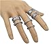SUNSCSC Bohemian Gypsy Vintage Retro Joint Knuckle Nail Ring Set of 6 Rings Silver Plated