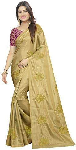 High Glitz Fashion Women's Paper Silk Saree With Blouse Piece (HGF1470 _Gold_ Free Size)