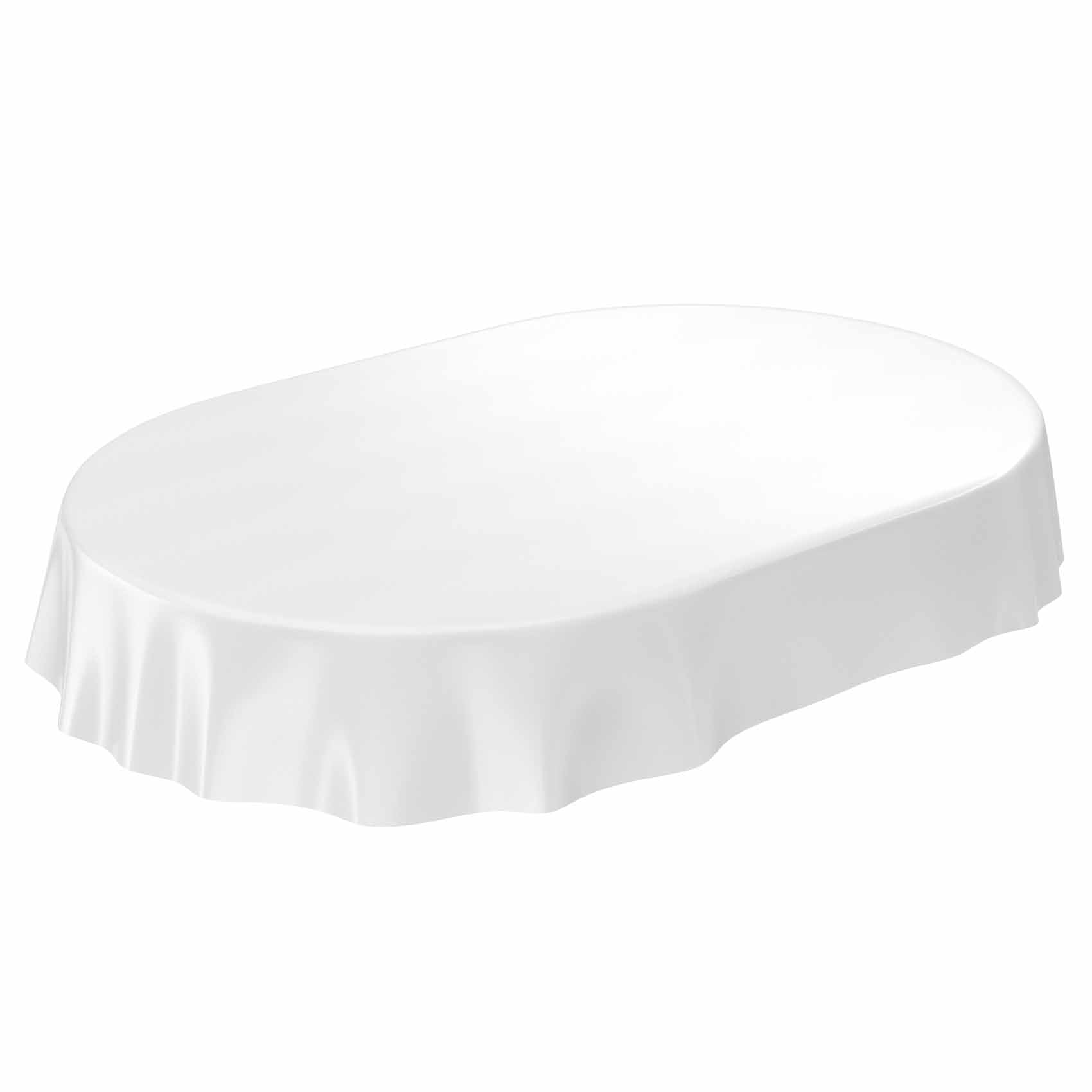 Beautex Oil Cloth Table Cloth By the Metre, White Smooth Oilcloth Tablecloth, Washable, PVC, Oval 140x240cm