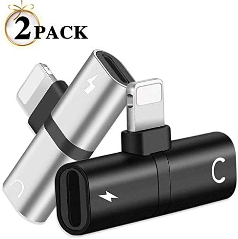 Adapter for iPhone Adapter Accessories for iPhone 7 Headphone Dongle AUX Audio Jack for iPhone X/XS/XR/8/8 Plus Dual Ports Splitter Music+Charge+Call+Volume Control Cable Plug and Play IOS13（2Pack）