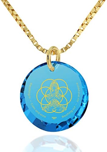 NanoStyle Seed of Life Necklace Yoga Meditation Pendant 24k Gold Inscribed Cubic Zirconia, 18" Gold Filled Chain