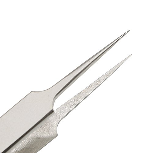 E.Durable Very Fine Tip Tweezers - Straight Tapered Ultra Fine Point Professional Micro Precision Tweezers, Stainless Steel (Model 1)