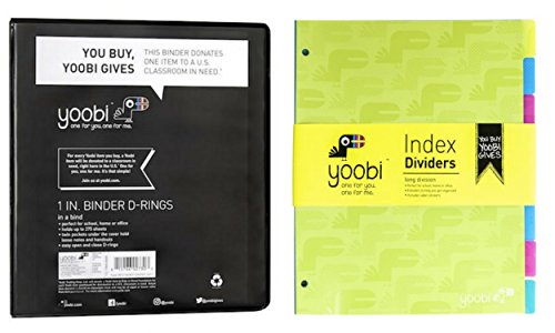 Yoobi 1 Inch D-Ring Binder & Colorful 8 Tab Index Dividers (Black) - Thumbnail 4