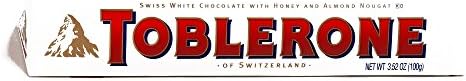Toblerone White Chocolate Bar 3.52 oz each (4 Items Per Order)