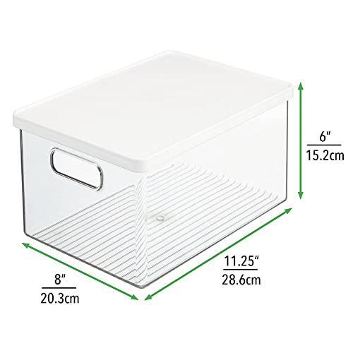 mDesign Plastic Storage Bin Box with Lid and Builtin Handles