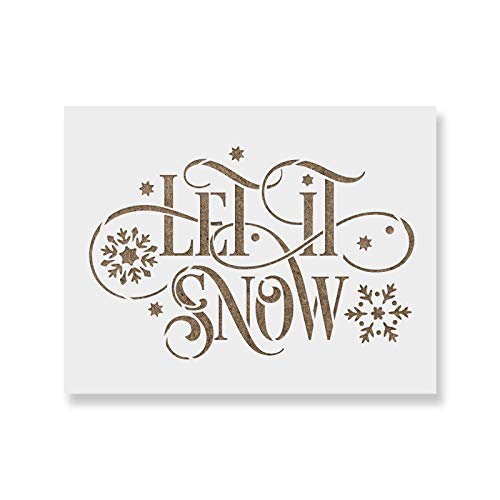 Let It Snow Stencil Template - Reusable Holiday Stencil with Multiple Sizes Available
