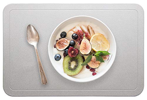 Alpiriral Dining PlaceMats Heat Resistant PlaceMats Easy to Wipe Off Scrub Vinyl Place Mats Washable Table Mats Protect A Table from Messes & with A Nice Looking (Silver, Set of 6)