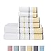 Decorative Bath Towel Set - Luxury Cotton 6 Piece Towel Set - 2 Bath Towels, 2 Hand Towels, 2 Washcloths - Luxurious, Ultra-Soft, Durable Towels for Bathroom Decor (Gold/Grey)