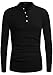 DandyClo Men's Henley Shirt Casual Basic Long Sleeve Solid Henley Neck Shirt Black X-Small