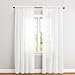 jinchan White Sheer Curtains for Living Room 95 inch Long Off White Curtains Rod Pocket Back Tab Faux Linen Curtains Open Weave Sheers Lightweight Voile Drapes Bedroom Window Curtain Set 2 Panels