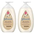 Johnson's Baby Skin Nourish Moisturizing Baby Lotion for Dry Skin with Vanilla & Oat Scents, Gentle & Lightweight Body Lotion for The Whole Family, Hypoallergenic, Dye-Free, 16.9 fl. oz (Pack of 2)