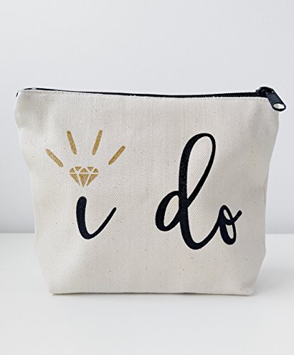 Bridal Shower Gift Bride Gift I Do Canvas Makeup Bag Gold Make Up Pouch Cosmetic Pouch Cosmetic Bag Makeup Organizer Bride To Be Gift I Do Wedding Vows