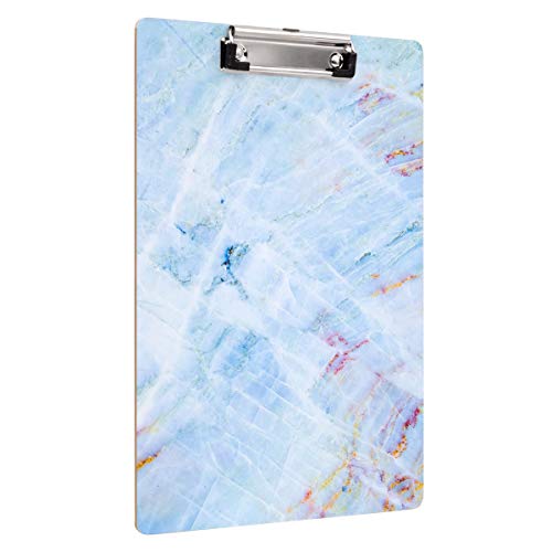 Decorative Clipboard, Marble Clipboard, Designed Clipboard, WAVEYU Cute Hardboard Office Clipboard with Low Profile Clip for Students Classroom School and Office Use, Blue (12.5"x8.5") - Thumbnail 6