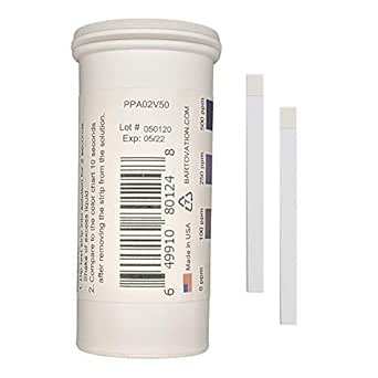 Peracetic Acid Test Strips, High Level, 0-500 ppm [Vial of 50 Strips ...