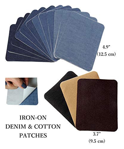 No Stitch Repair Kit, a No-Sew Kit with Fusible Web Hemming Tape, Cotton and Jean Iron On Patches, Collar Extenders for Shirts, Waist Extenders for Pants, and Sewing Pins to Fix Garments Fast and Easy - Thumbnail 4