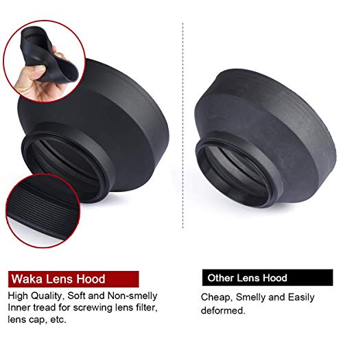 image for waka 58mm Lens Hood Set, Reversible Tulip Flower + 3 Stages Collapsibl