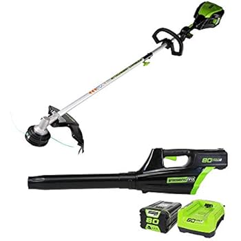 brushless greenworks cordless trimmer included blower rapid 80v axial combo charger string battery kit pro
