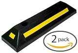 BUNKERWALL Heavy Duty Rubber Parking Guide Car Garage Wheel Stop Stoppers - 2 Pack Professional Grade BW3312