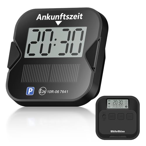 WhiteRhino Electronic Parking Disc, KBA Approved, Digital Parking Disc with E-Mark, with Two Displays, Automatic Parking Time Detection, Solar & Type-C, Car Switch to Summer Time, Car Accessories (1 Piece)