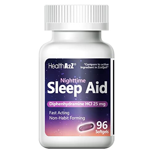 HealthA2Z Nighttime Sleep Aid 96 Softgels | Diphenhydramine HCl | Fast