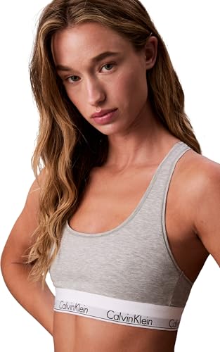 Donna Bralette Unlined con Fascia con Logo, Grigio (Grey Heather), XS