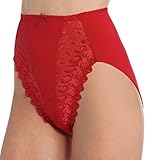 Valmont Embroidered Lace and Satin Hi-Cut Brief Panties (2320) 7/Red