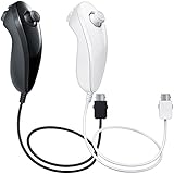 AFUNTA Nunchuck Controllers Compatible Nintendo Wii U, 2 Packs Replacement Compatible WII U Video Game - Black, White