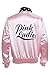50S Grease T-Bird Danny Pink Ladies Satin Jacket Costume with Polka Dot Scarf for Girls (10, Pink)