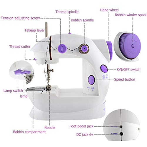 Boxtree Sewing Machines,Portable Mini Sew Machine with Needle Protector,Adjustable Double Speed with Foot Pedal
