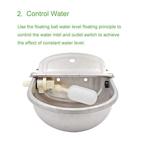 CPROSP Animal Drinking Bowl Automatic Water Feeder Bowl with Pipe Hose Stainless Steel Pet Supplies - Thumbnail 3