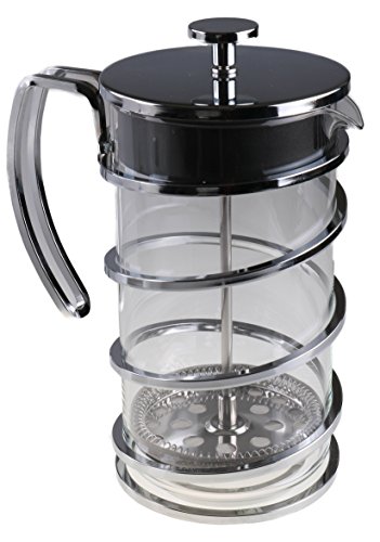 Gourmet 1 Liter Silver Colored French Press Coffee Brewer with Spiral Design