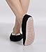 Pembrook Ladies Cable Knit Slippers – Black - Large (9-10.5) – Ballet Style with Non-Skid Sole - Faux Shearling Lining and Suede Sole - Great Plush Slip On House Slippers for adults, women, girls
