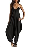 Kufv® Women V-neck Spaghetti Strap Loose Jumpsuit Harem Cross Pant Long Rompers