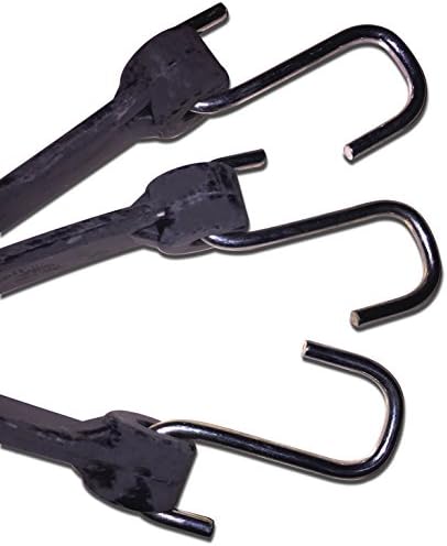 24" Heavy Duty Premium EPDM Black Rubber Bungee Strap Tie Down for Cargo Trailer Tarp w S Hooks (10 Pack)