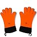 BBQ Grilling Gloves, Heat Resistant Kitchen Silicone Oven Mitts Extra Long Waterproof (Orange)