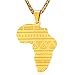 U7 Africa Map Pendant 18K Gold Plated Chain Vintage Ethnic Symbol Pattern African Necklace Hip Hop Jewelry for Men/Women