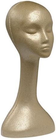Case Pack of 2 Giell Styrofoam Foam Mannequin Long Neck Wig Head Display Tan