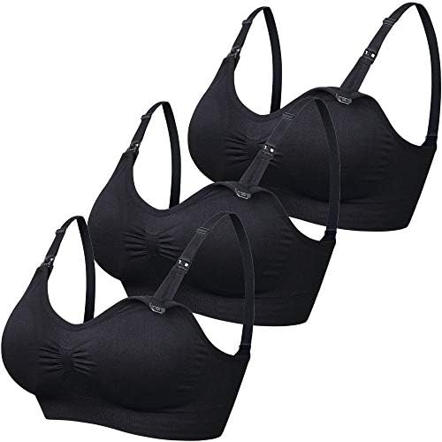 BAOMOSI Women's Maternity Nursing Bras Seamless Push up Wireless Sleeping Breastfeeding Bralette Underwear Pack of 4
