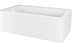 KINGSTON BRASS Aqua Eden VTAP6032L21TS 60-Inch Acrylic 2-Wall Corner Alcove Tub with Left Hand Drain, White