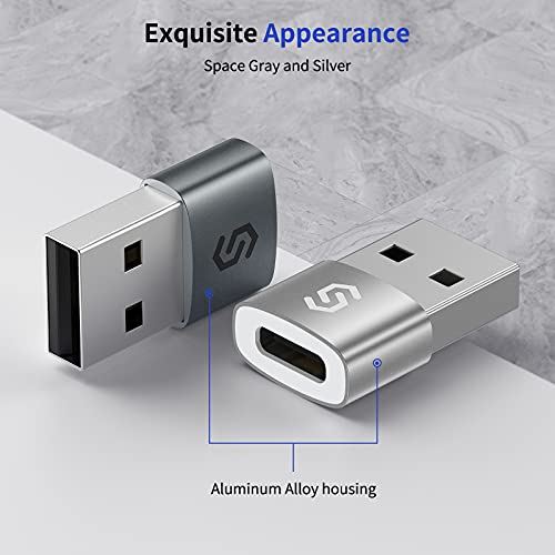 Syncwire USB C Female to USB Male Adapter 2 Pack,Type C to A Converter Adapter Compatible with iPhone 12 11 Pro Max,iPad,Laptops,Samsung Galaxy Note 10 S20 Plus 20 FE Ultra,Google Pixel 5 4 4a 3 2 XL