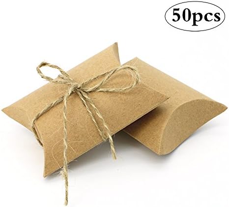 Golden Seven Wedding Candy Boxes Wedding Gift Bags Bridal Shower Party Favors Wedding Party Decoration, Pack of 50 (Brown)