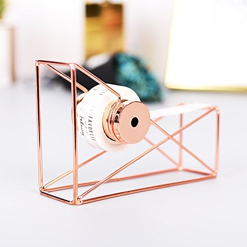 MEI YI TIAN Rose Gold Desktop Tape Dispenser Wire Metal Tape Holder for Office 1 Inch Core Brighten Up Your Desk and Office - Thumbnail 2